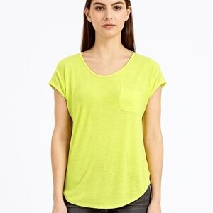 Athleta Tunic Top Women's M‎ Yellow Pocket Short Sleeve Relaxed Fit